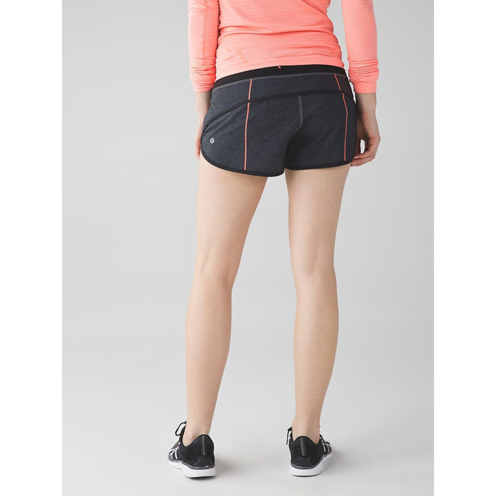 Lululemon Speed Short Built In Liner Running Shorts Heathered Black Pink 4